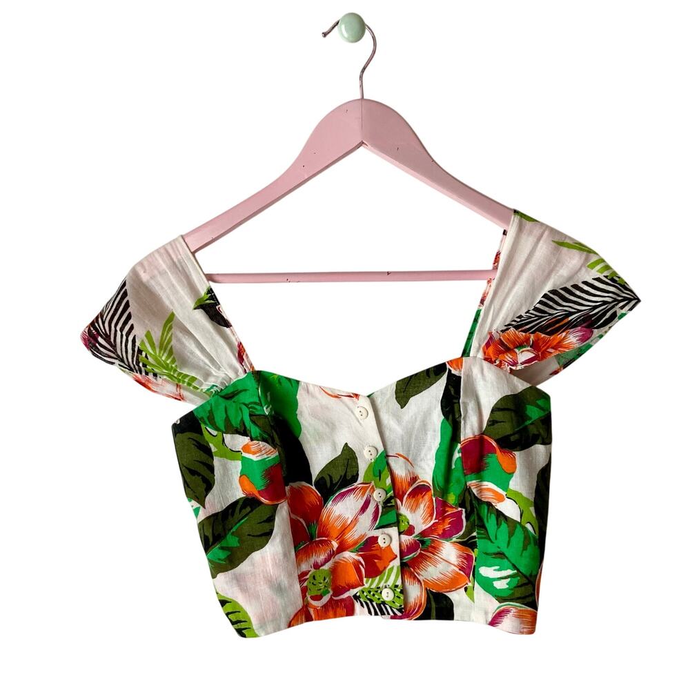 Vintage Wine & Roses Floral Crop Top